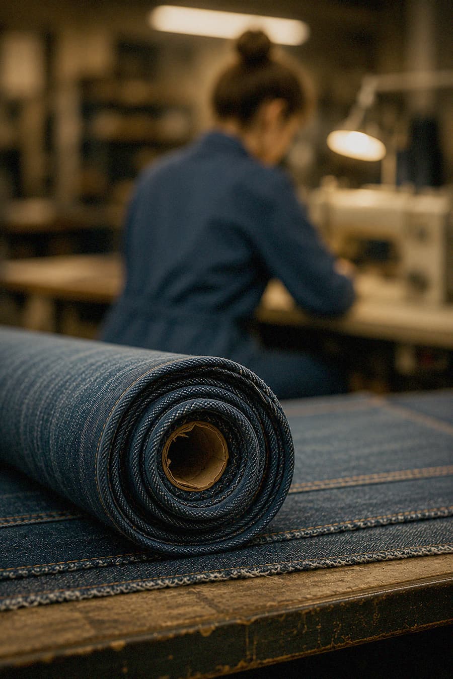 Detalle de denim en atelier